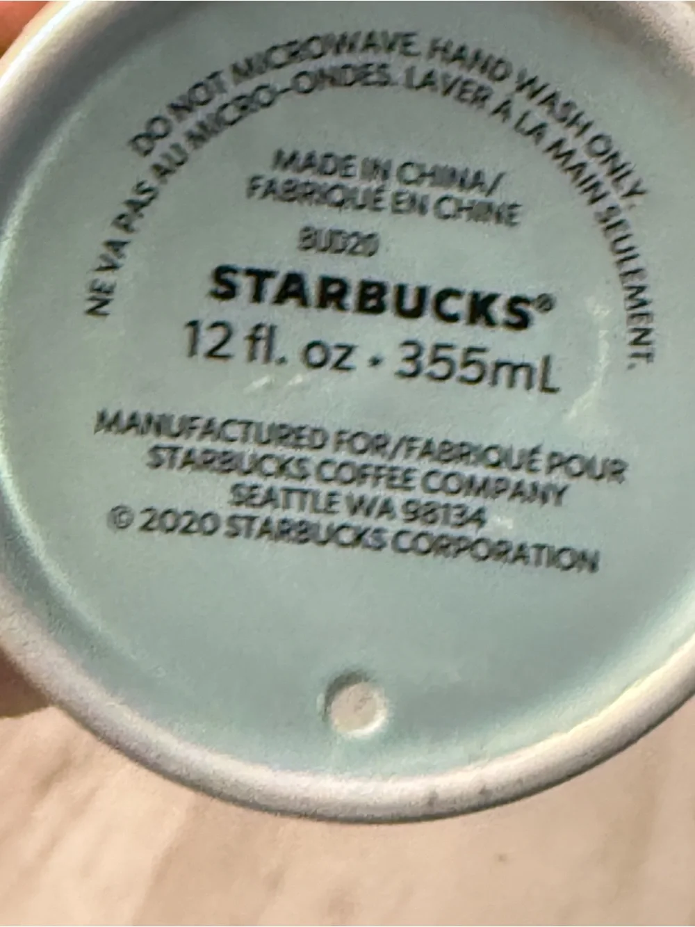 Starbucks Mermaid Ceramic Travel Mug Mint Green 12 fl oz w/ Lid